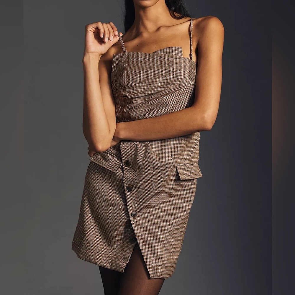 Maeve Anthropologie NEW Button Front Removable Strap Dress Sz 6